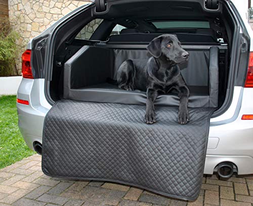 Mayaadi Home Premium Hundebett - 100 x 90 cm - Hochwertiger Autositz für Deinen Hund - Autohundebett mit Schutzdecke - Kofferraum Bett Hunde - Travel - Kunstleder - Schwarz von Mayaadi Home