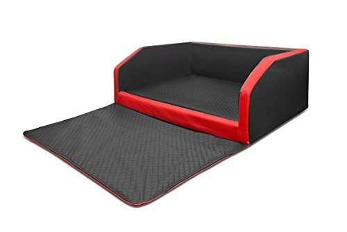 Mayaadi Home Hundebett Kofferraum Bett Travel Duo Autohundebett Schutzdecke Kunst Leder Autositz Matte Schwarz-Rot 100x90x38cm von Mayaadi Home