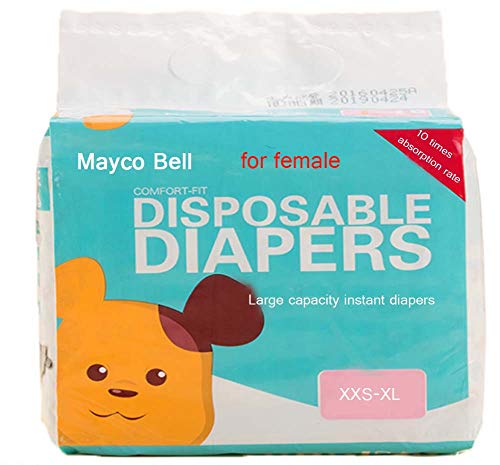 Mayco Bell 10 Stücke Hund Menstruationswindel Einweg Weibliche Packungen Menstruation Pads Papier Windeln Welpen Shorts Unterwäsche Panty (XXS (Taille 13,9-27,9 cm, Gewicht 0,5-1,5 kg)) von Mayco Bell