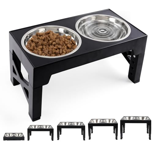 Futternapf für Hunde, erhöhter Hundenapf, Ständer mit 2 Edelstahl-Hundenäpfen für Katzen und Hunde, Haustier-Futterschüssel, mit rutschfesten Füßen, doppelter Futternapf, hoher Ständer für kleine Futternapf für Hunde, erhöhter Hundenapf, Ständer mit 2 Edelstahl-Hundenäpfen für Katzen und Hunde, Haustier-Futterschüssel, mit rutschfesten Füßen, doppelter Futternapf, hoher Ständer für kleine von Maycoly