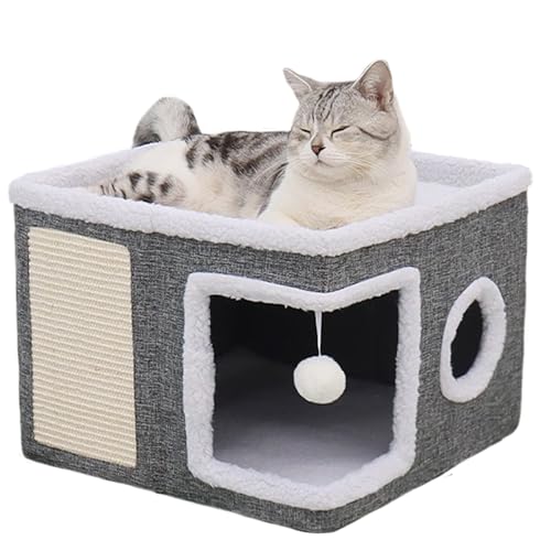 Maycoly Katzenhaus Indoor Faltbare,40 x 40 x 31 cm mit Hängendem Spielzeug Katzenkratzbrett, Katzenloch, Waschbare Doppelseitige Weiche Unterlage, Geeignet für Kleine und Mittlere Haustiere Maycoly Katzenhaus Indoor Faltbare,40 x 40 x 31 cm mit Hängendem Spielzeug Katzenkratzbrett, Katzenloch, Waschbare Doppelseitige Weiche Unterlage, Geeignet für Kleine und Mittlere Haustiere von Maycoly