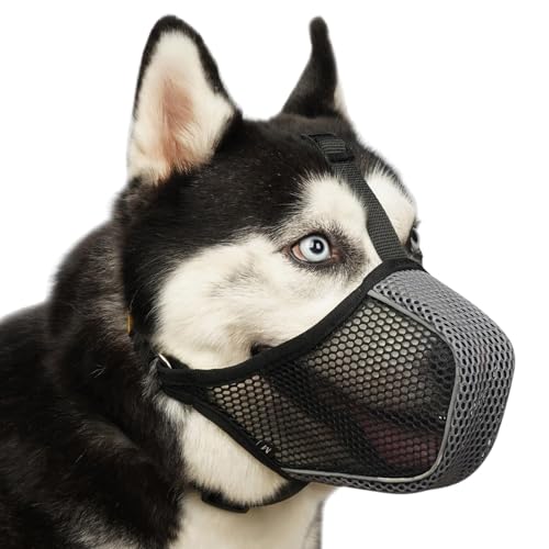 Hundemaulkorb, weicher Netzmaulkorb für große, mittelgroße und kleine Hunde zum Fressen, Fellpflege, Beißen, Kauen, atmungsaktiver Maulkorb mit Halsband für Labrador Retriever Poodle Husky Hundemaulkorb, weicher Netzmaulkorb für große, mittelgroße und kleine Hunde zum Fressen, Fellpflege, Beißen, Kauen, atmungsaktiver Maulkorb mit Halsband für Labrador Retriever Poodle Husky von Mayerzon