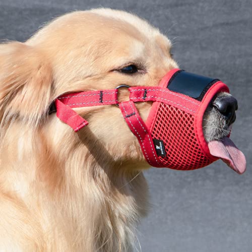 Hundemaulkorb mit Klettverschluss für kleine mittelgroße Hunde (S, Rot) von Mayerzon