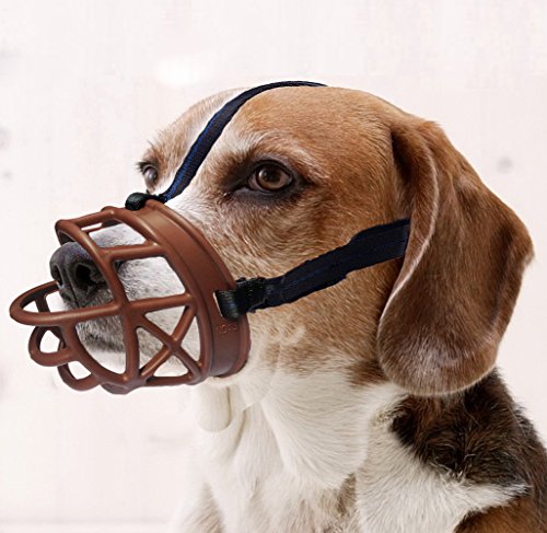Maulkorb für Hunde, Korb, atmungsaktiver Silikon-Maulkorb für Anti-Bellen und Anti-Kauen (Größe 4,5 cm, Braun) von Mayerzon