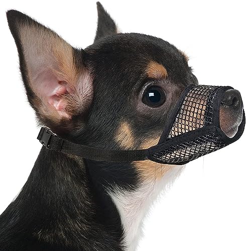 Mayerzon Hund Maulkorb, Soft Mesh Maulkörbe für kleine mittlere große Hunde Chihuahua Pudel Husky Labrador Retriever, atmungsaktiv Hund Maulkorb für Beißen Kauen Grooming, erlauben Hecheln Trinken. XS von Mayerzon
