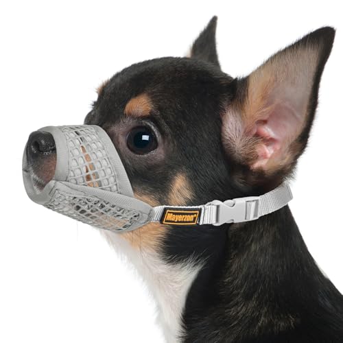 Mayerzon Hund Maulkorb, Weiche Mesh Maulkörbe für Kleine Hunde Chihuahua Spielzeug Pudel Dackel, Atmungsaktiver Hund Mundschutz zum Beißen Kauen Fellpflege, Erlauben Hecheln Trinken (XXS, Dunkelgrau) Mayerzon Hund Maulkorb, Weiche Mesh Maulkörbe für Kleine Hunde Chihuahua Spielzeug Pudel Dackel, Atmungsaktiver Hund Mundschutz zum Beißen Kauen Fellpflege, Erlauben Hecheln Trinken (XXS, Dunkelgrau) von Mayerzon