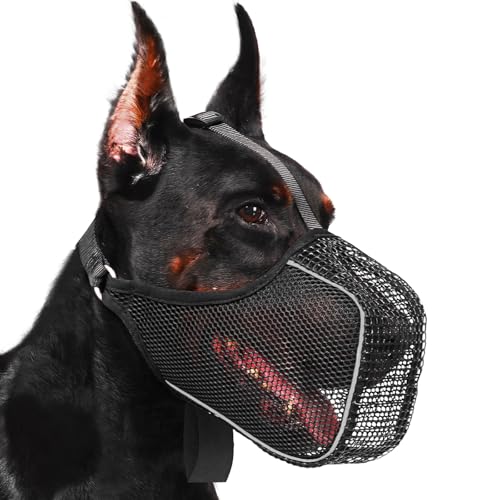 Mayerzon Hundemaulkorb, patentiert, Netzgewebe, Platz zum Hecheln, große, mittlere, kleine Hunde, weich, kein Beißen/Fressen, ideal für Pflege, Tierarzt, Spaziergang, reflektierend, volle Abdeckung von Mayerzon
