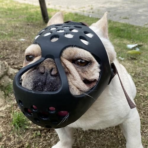 Mayerzon Kurze Schnauze Hund Maulkorb, weiche Silikon flachen Gesicht Maulkorb für Französisch Bulldogge Shih Tzu und Mops für Beißen Kauen Lecken und Grooming, erlaubt Hecheln, XL von Mayerzon