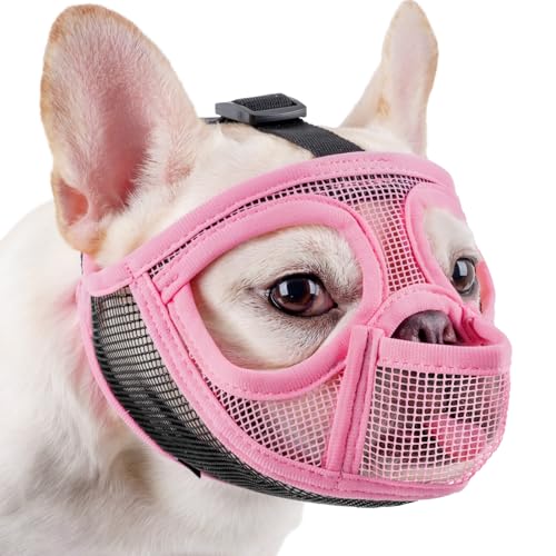 Mayerzon Maulkorb für Hunde mit kurzer Schnauze für Französische Bulldogge mit voller Hose, um das Fressen von Beißen zu verhindern, weicher Netzmaulkorb für Shih Tzu Mops, englische Bulldogge für Mayerzon Maulkorb für Hunde mit kurzer Schnauze für Französische Bulldogge mit voller Hose, um das Fressen von Beißen zu verhindern, weicher Netzmaulkorb für Shih Tzu Mops, englische Bulldogge für von Mayerzon