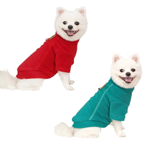 Hunde-Fleecepullover, warmer Hundepullover, Größe S und M, weiches, dehnbares Sweatshirt, einfaches An- und Ausziehen, lebendige Farben, maschinenwaschbar (Grün und Rot, Größe 3XL) von Mayoii