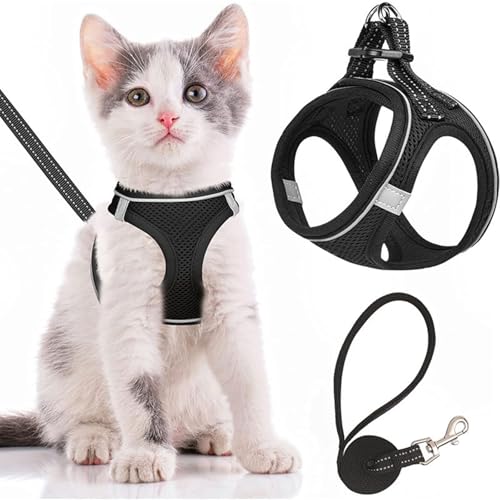 Katzengeschirr und Leine, Katzengeschirr zum Spazierengehen, ausbruchsicher, verstellbare Leine und Geschirr für kleine Haustiere, einfache Kontrolle, atmungsaktive Leine mit reflektierendem Streifen, Katzengeschirr und Leine, Katzengeschirr zum Spazierengehen, ausbruchsicher, verstellbare Leine und Geschirr für kleine Haustiere, einfache Kontrolle, atmungsaktive Leine mit reflektierendem Streifen, von Mayoii