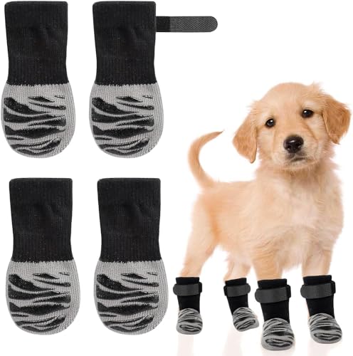 Mayoii 3 Paar rutschfeste Hundesocken, Hundesocken mit Pfoten stoppen Lecken, Hundepfotenschutz, verstellbarer Riemen, Hundestiefel, Krallensocken, Schuhe, Hausschuhe, für drinnen und draußen, von Mayoii