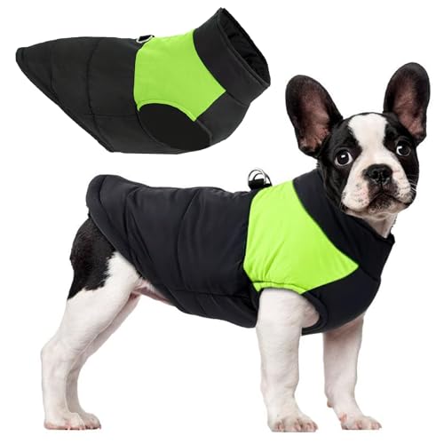 Mayoii Hundemantel mit Geschirrloch, wasserdichte Hundejacke für den Winter, warm, wasserdicht, mit Loch für die meisten Hunde (Größe 4XL, Schwarz + Grün) von Mayoii