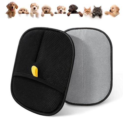 Mayoii Katzen Handschuhe Fellpflege Fellmagnet Bürste für Katzen und Hunde Antistatischer Handschuh zur Entfernung von Tierhaaren Atmungsaktiv Waschbar Pflegehandschuh (Schwarz, 2 PCS) von Mayoii