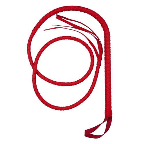 Mayting Kunstleder Stier Peitsche, Katze Frau Kostüm Peitsche Western Cowboy Peitsche, Performance Halloween Cosplay für Indiana, Löwenbändiger Peitsche Kostüm Accessoire (Rot) von Mayting
