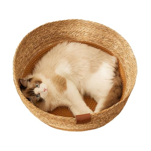 Katzenbett – Tragbares Haustier-Schlafnest, multifunktionale Katzenmöbel | langlebig – bequemes Weidenbett für Hunde und Kätzchen, wendbares Plüschkissen, Katzenbett – Tragbares Haustier-Schlafnest, multifunktionale Katzenmöbel | langlebig – bequemes Weidenbett für Hunde und Kätzchen, wendbares Plüschkissen, von Mbiyhgta