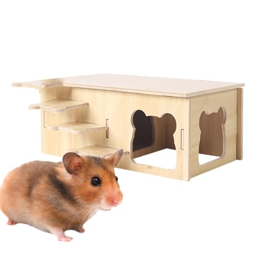 Mbiyhgta Hamsterhaus - Hamsterversteck, Hamster | Glattes Meerschweinchenhausversteck, belüfteter Holzhütten-Lebensraum mit Fenster, Multi Chamber Exploration Spielzeug Käfig Zubehör für Kleintiere Mbiyhgta Hamsterhaus - Hamsterversteck, Hamster | Glattes Meerschweinchenhausversteck, belüfteter Holzhütten-Lebensraum mit Fenster, Multi Chamber Exploration Spielzeug Käfig Zubehör für Kleintiere von Mbiyhgta