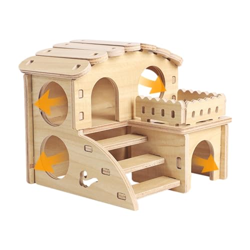 Mbiyhgta Hamsterhaus – Meerversteck, Kleintier-Lebensraum | Mehrzweck-Hamsterhütte aus , nicht reizend, Meerschweinchenhaus mit Türen, belüftetes Haustierhaus für goldenen Bärenkäfig, 14 x 16 x von Mbiyhgta