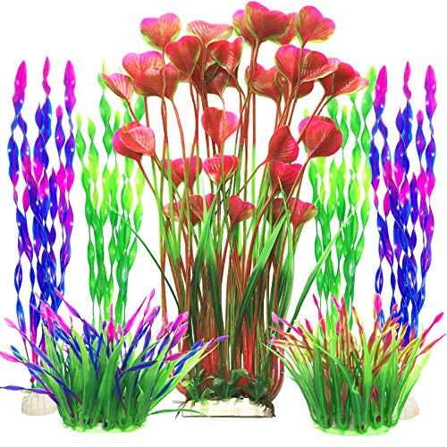 McFeddy Aquarium-Pflanzen aus Kunststoff, Dekoration für Aquarien, Rot von McFeddy