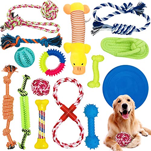 McNory Hundespielzeug Set,Hundeseile, interaktives Pet Rope Spielzeug, Hergestellt aus Natürlicher Baumwolle ungiftig und geruchlos Robust Besser,geeignet für kleine und mittelgroße Hunde (15 PCS) von McNory