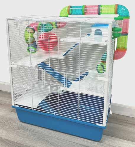 Extra großer 58,4 cm großer mehrstöckiger Käfig für Hamster, Palast, Rennmaus, Mäuse, Haus, Tierkäfig, komplettes Set mit Zubehör, erweiterbar, anpassbar, verstecken Haus, Futternapf, Laufrad Extra großer 58,4 cm großer mehrstöckiger Käfig für Hamster, Palast, Rennmaus, Mäuse, Haus, Tierkäfig, komplettes Set mit Zubehör, erweiterbar, anpassbar, verstecken Haus, Futternapf, Laufrad von Mcage
