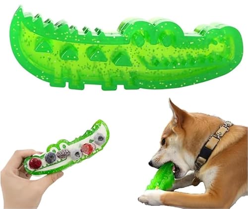 Krokodil-Puzzlespielzeug für langsames Fressen, robustes Alligator-Beiß- und Putzspielzeug, Snack-Aufbewahrung & Spiel, Zahnreinigung & Kautraining für große, mittelgroße und kleine Hunde (M) von Mciluyaiio