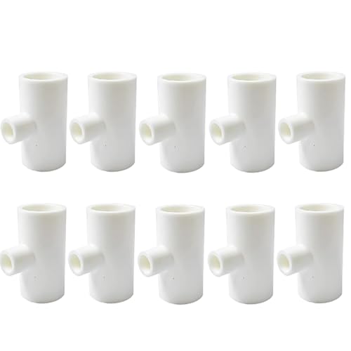 10 Stück Hühnertränker-PVC-T-Armaturen, automatische Geflügel-Bewässerungs-PVC-Armaturen für 1/8-Zoll-FTP-Gewinde, Hühner-Wassertrinker und Futterbecher für Geflügelnippel Huhn von MdakeGo