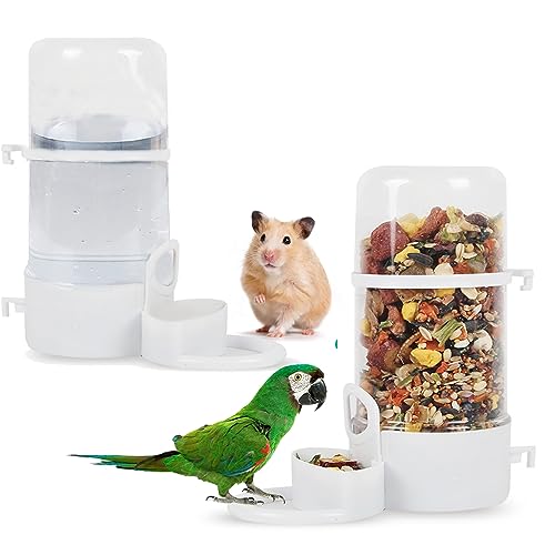 2Pcs Bird Feeder Water Dispenser, Bird Feeder and Drinker Set, Automatic Bird Feeder for Cage, Hanging Bird Food Bowl, Bird Cage Accessories for Hamsters, Pigeons, Papagei and Small Animal (C) von MdakeGo