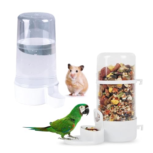 2Pcs Bird Feeder Water Dispenser, Bird Feeder and Drinker Set, Automatic Bird Feeder for Cage, Hanging Bird Food Bowl, Bird Cage Accessories for Hamsters, Pigeons, Papagei and Small Animal (F) von MdakeGo