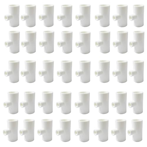 40 Stück Hühnertränker-PVC-T-Armaturen, automatische Geflügel-Bewässerungs-PVC-Armaturen für 1/8-Zoll-FTP-Gewinde, Hühner-Wassertrinker und Futterbecher für Geflügelnippel Huhn von MdakeGo