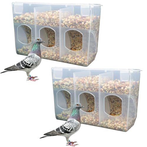 Automatischer Futterspender für Tauben, 2 Stück, Kunststoff, Wasserspender für Käfig, kein Durcheinander, hängende Papageien-Futterspender, Käfigzubehör für Sittiche, Wachteln, Vogel, Huhn (3 von MdakeGo