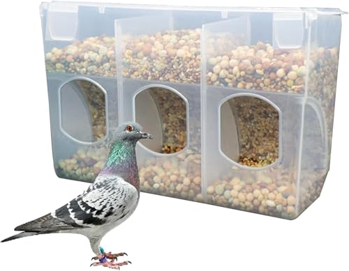 Automatischer Vogelfutterspender für Tauben, Kunststoff, Wasserspender für Käfig, kein Durcheinander, hängende Papageienfutter, Käfigzubehör für Sittiche, Wachteln, Vogel, Huhn (3-Loch-Haken) von MdakeGo