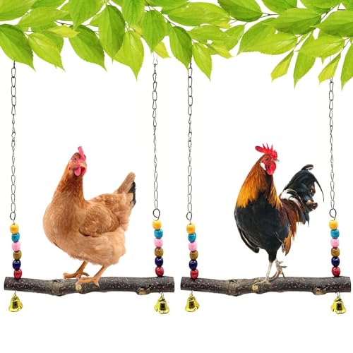 Hühnervogelschaukel, Hühnerstall, natürliches Holzschaukel, Holzständer für Küken, sicher und Stressabbau, Hühnerstallzubehör, Stallschaukel für Hühner, Vogel, Papagei, Hühner (A) von MdakeGo