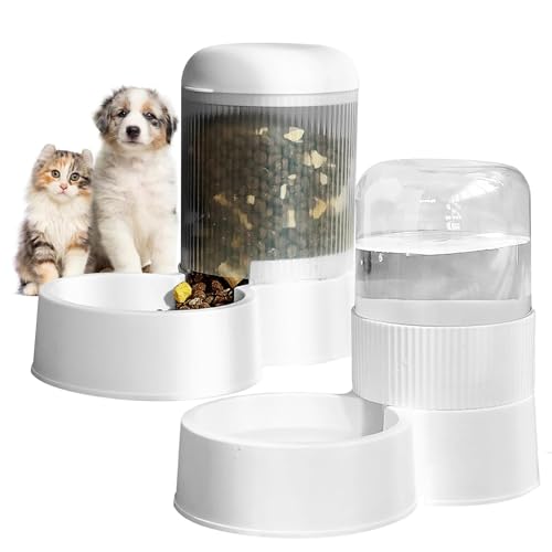 MdakeGo Automatischer Futterspender für Hunde und Katzen, 2,8 l, Schwerkraft-Haustierfutterspender, Wassernapfspender, Wassernapfspender, Wassernapfspender, Selbstfütterungsstation für Katze, Welpen, von MdakeGo