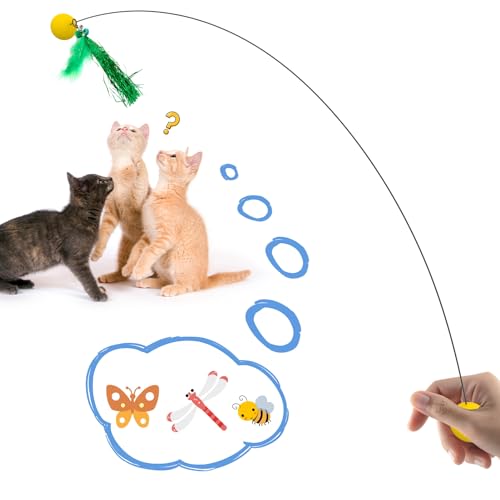 Mdupw Interaktives Katzenspielzeug für Indoor-Katzen, Katzenstab-Spielzeug, flexibler Stahldraht und eine Packung Katzenfeder-Spielzeug, Nachfüllpackungen, Katzendraht-Spielzeug für gelangweilte Mdupw Interaktives Katzenspielzeug für Indoor-Katzen, Katzenstab-Spielzeug, flexibler Stahldraht und eine Packung Katzenfeder-Spielzeug, Nachfüllpackungen, Katzendraht-Spielzeug für gelangweilte von Mdupw