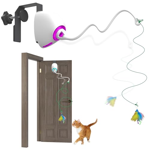 Mdupw Katzenspielzeug, Feder und Mylar-Kratzbälle für Indoor-Katzen, wiederaufladbar, einziehbar, elektronisches Spielzeug für Katzen von Mdupw