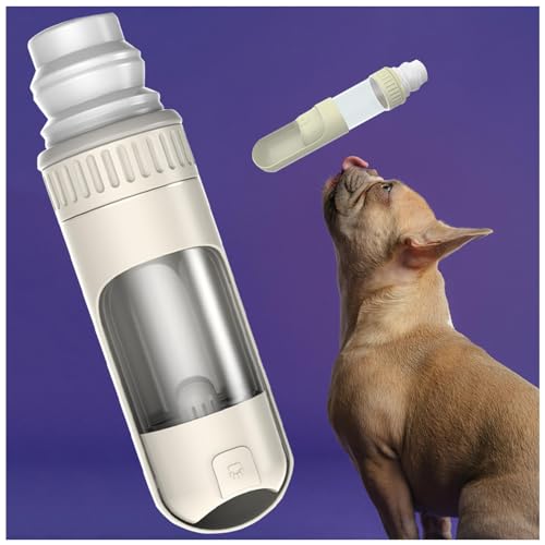 Hundeflasche Unterwegs, 2in1 Hundetrinkflasche, 350ml mit 150ml Futterbeutel Hunde Wasserflasche für Wandern, Reisen mit Haustieren,White von MeLtor