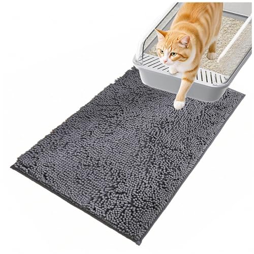 MeLtor Katzenmatte Katzenklo 60x150cm, Katzen Teppich Weich Saugfähige Matte Katzenklo Unterleger rutschfeste,Darkgray von MeLtor