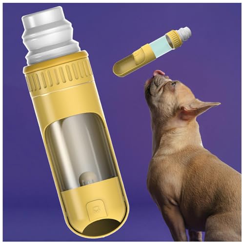 Trinkflasche Für Hunde, 2in1 unterwegs, 350ml mit 150g Falten Futterbehälter Wasserflasche Hund Unterwegs Klein für Wandern, Reisen mit Haustieren,Yellow Trinkflasche Für Hunde, 2in1 unterwegs, 350ml mit 150g Falten Futterbehälter Wasserflasche Hund Unterwegs Klein für Wandern, Reisen mit Haustieren,Yellow von MeLtor