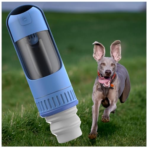 Trinkflasche Hunde Für Unterwegs, 2in1 Hundetrinkflasche, 350ml mit 150ml Futterbeutel Wasserspender Hund für Wandern, Reisen mit Haustieren,Blue Trinkflasche Hunde Für Unterwegs, 2in1 Hundetrinkflasche, 350ml mit 150ml Futterbeutel Wasserspender Hund für Wandern, Reisen mit Haustieren,Blue von MeLtor
