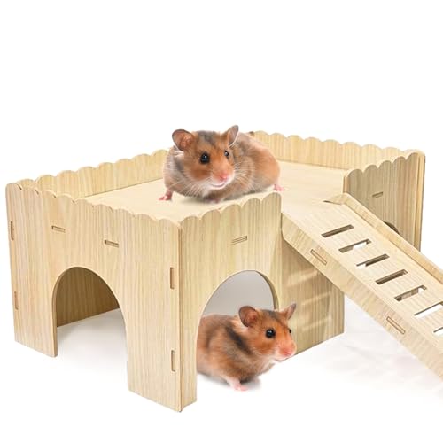 Großes Meerschweinchenhaus aus Holz, 4 Eingänge, Kleintierhaus, Betthütte, Lebensräume mit Treppe für Hamster, Hasen, Chinchillas, Igel, Spielverstecken Großes Meerschweinchenhaus aus Holz, 4 Eingänge, Kleintierhaus, Betthütte, Lebensräume mit Treppe für Hamster, Hasen, Chinchillas, Igel, Spielverstecken von MeYuxg