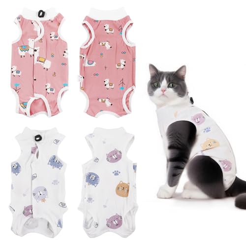Katzenbody Nach Op, 2 PCS Katzen Body für Katzen Operation, Atmungsaktiv, Verhindert, DASS Katzen Ihre Wunden Lecken, Hilft, Abdominale Wunden Wiederherzustellen, für Spay Bauchwunden Weiblich (M) von MeYuxg