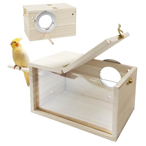 Nistkasten für Wellensittiche & Sittiche - Vogelbrutkasten aus Massivholz Nistkasten für sittiche mit Klappdeckel, Sicherer Nisthaus für Papageien, Exoten und Ziervögel (Montagefertig) von MeYuxg