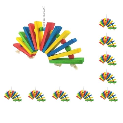 10 x Vogelkäfig-Hängeschaukel in Fächerform, Holzblock, Perlen, Kauschaukel, Vogelkäfig, dekoratives Spielzeug, zufällige Farbe 10 x Vogelkäfig-Hängeschaukel in Fächerform, Holzblock, Perlen, Kauschaukel, Vogelkäfig, dekoratives Spielzeug, zufällige Farbe von Mealoodiousmusea