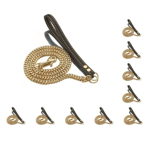 10er-Set einfache Kontrolle mit langlebigen und robusten Hundeleinen und Ledergriff, Ledergriff, tragbare Leine, präzise gefertigt, 100 cm, Gold 10er-Set einfache Kontrolle mit langlebigen und robusten Hundeleinen und Ledergriff, Ledergriff, tragbare Leine, präzise gefertigt, 100 cm, Gold von Mealoodiousmusea