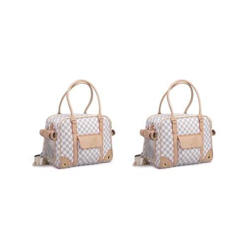 2er-Set Katzentragetasche, modische und praktische Tasche für Katzen, modisches Aussehen, PU-Tragetasche, für Haustiere, Hunde, Katzen, Weiß von Mealoodiousmusea