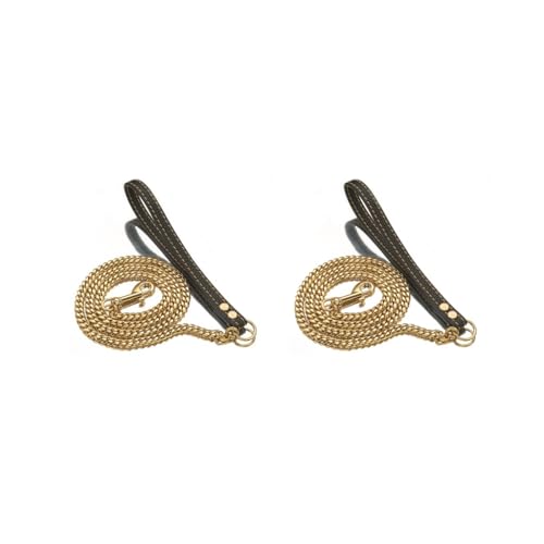 2er-Set einfache Kontrolle mit langlebigen und robusten Hundeleinen und Ledergriff, Ledergriff, tragbare Leine, präzise gefertigt, 60 cm, Gold 2er-Set einfache Kontrolle mit langlebigen und robusten Hundeleinen und Ledergriff, Ledergriff, tragbare Leine, präzise gefertigt, 60 cm, Gold von Mealoodiousmusea