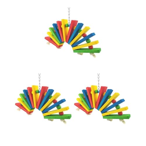 3 x Vogelkäfig-Hängeschaukel in Fächerform, Holzblock, Perlen, Kauschaukel, Vogelkäfig, dekoratives Spielzeug, zufällige Farbe 3 x Vogelkäfig-Hängeschaukel in Fächerform, Holzblock, Perlen, Kauschaukel, Vogelkäfig, dekoratives Spielzeug, zufällige Farbe von Mealoodiousmusea