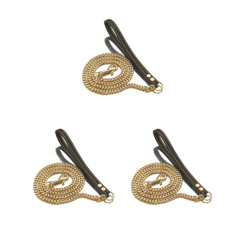 3er-Set einfache Kontrolle mit langlebigen und robusten Hundeleinen und Ledergriff, Ledergriff, tragbare Leine, präzise gefertigt, 60 cm, Gold 3er-Set einfache Kontrolle mit langlebigen und robusten Hundeleinen und Ledergriff, Ledergriff, tragbare Leine, präzise gefertigt, 60 cm, Gold von Mealoodiousmusea
