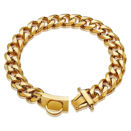Einfach zu tragende Metall-Hundehalsband, für bequeme Spaziergänge, robust und langlebig, Edelstahl, goldfarben von Mealoodiousmusea